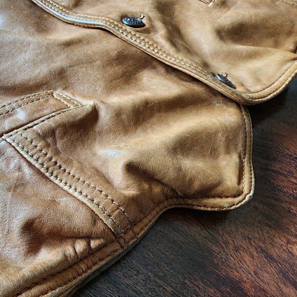 Vintage Marlboro Classics Tan Leather Vest - Men's Large - Picture 9 of 11